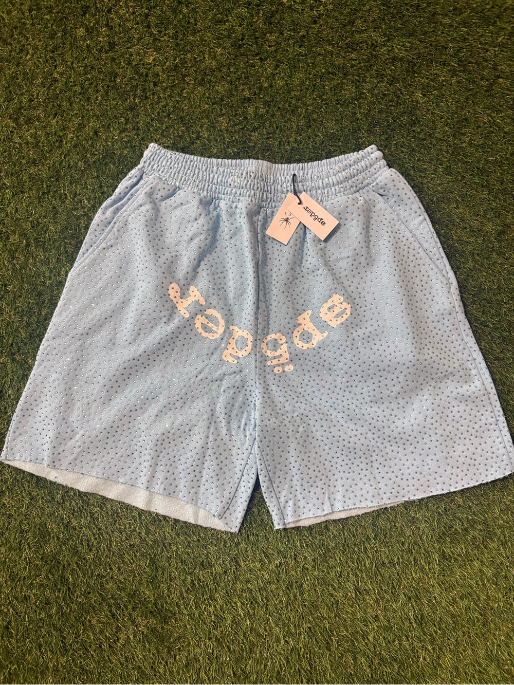 Seddge Men’s Light Blue Perforated Athletic Shorts